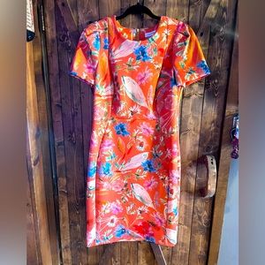 Orange Floral Calvin Klein Dress EUC Size 10